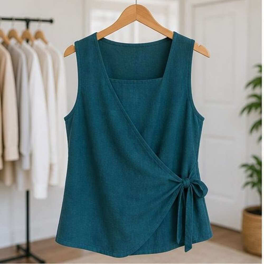 Teal V Neck Top